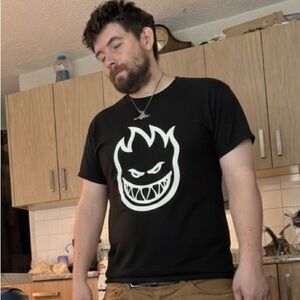 Spitfire Black Tee with Bold White Emblem